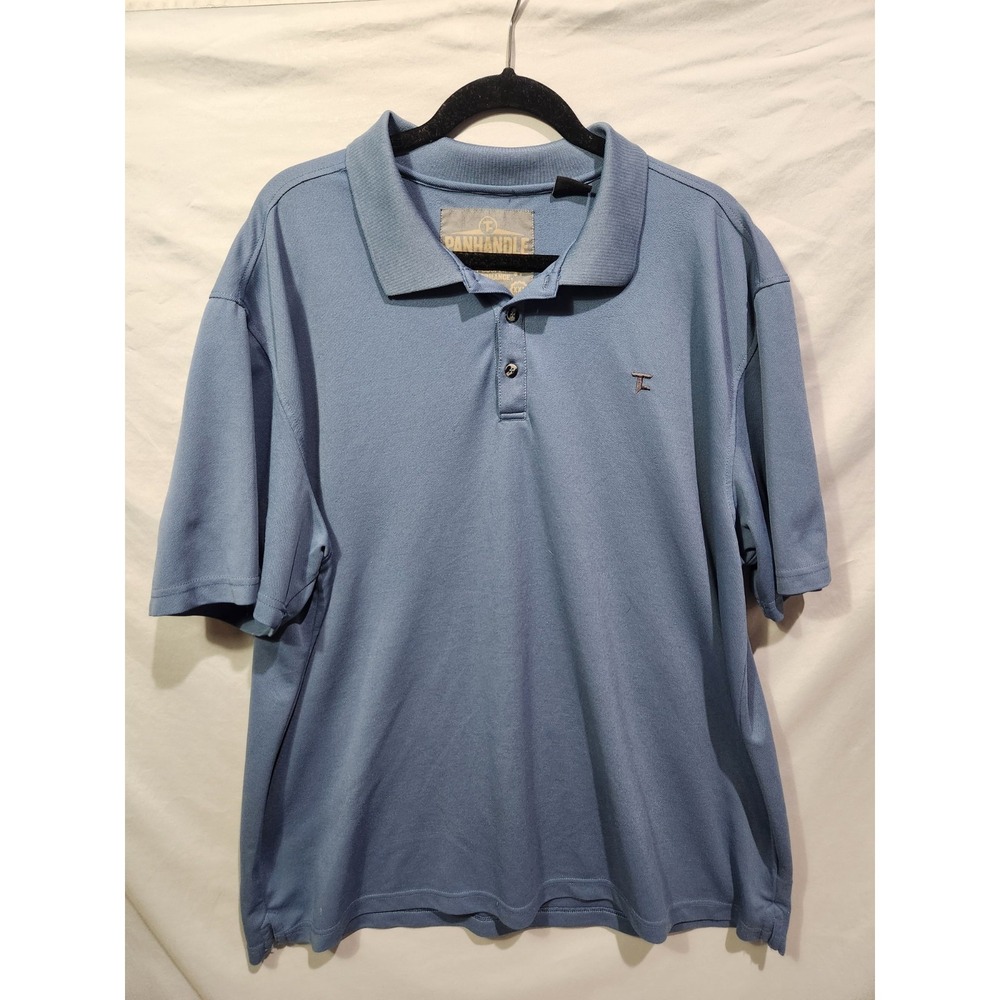 Panhandle Mens Performance Polo Shirt Blue Short Sleeve "T" Logo Size XL‎ XXL
